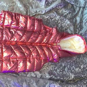 Pink shiny puffer vest